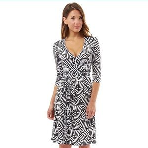 PattyBoutik Black and White Wrap Dress